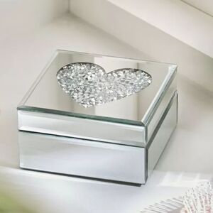 Allure Crushed Diamond Heart Mirrored Storage Box